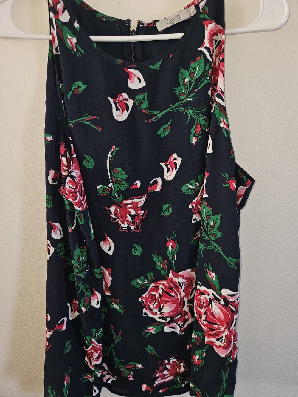 Dalia Womans Floral Sleeveless Blouse Size L